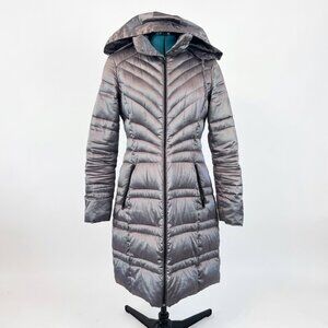 Bernardo Ultralight Packable Hooded Puffer Coat Long Quilted Jacket